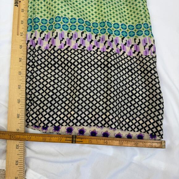 Johnny Was XS Multi Floral Print 100% Silk Green Blue Drawstring Pants Pockets - Picture 8 of 15